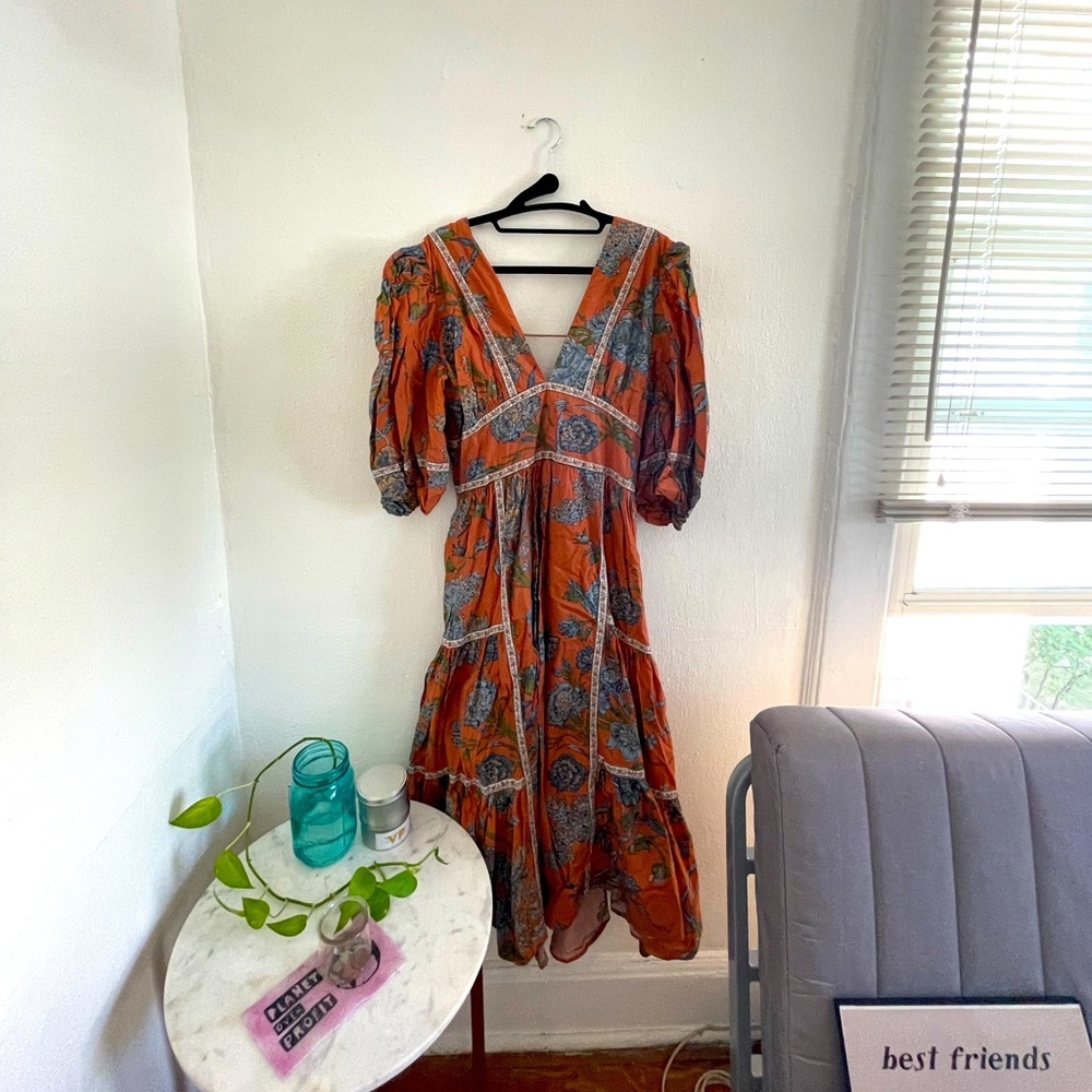 Bohemian Orange Midi Dress